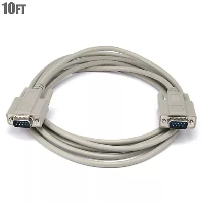10ft Serial RS232 DB9 DB 9 9-Pin COM Port Male To Male M/M Molded Cable • $12.37