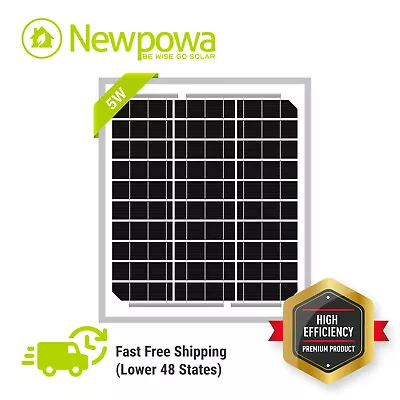 Newpowa 5 Watt 12V New Mono Solar Panel Tricke Charge RV Marine Boat Off Grid • $21.06