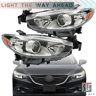 Pair Headlights For 2014-2017 Mazda 6 Black Housing Clear Lens Halogen Type L+R • $121.99