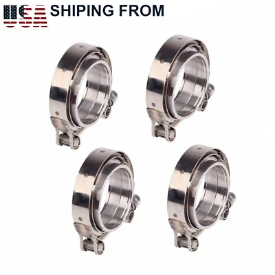 $46.99 • Buy 4Pcs 2.5’’inch Stainless Steel V-band Clamp+flange Turbo Pipe Wastegate Exhaust