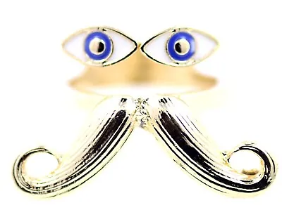 Goth Style Moustache Mustache And Eyes Ring UK Size N • $3.72