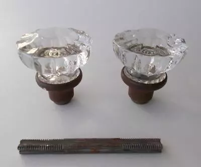 2 Vintage12 Point Crystal Clear Glass Door Knobs With Spindle And Screws • $19.99