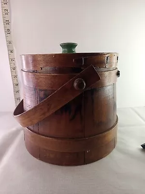 Vintage Primitive Firkin Wood Shaker StyleSugar Bucket W/ Handle. Cookie Jar • $35