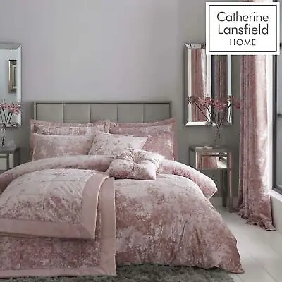 £14.95 • Buy Catherine Lansfield Crushed Velvet Duvet Covers Blush Pink Quilt Bedding Sets