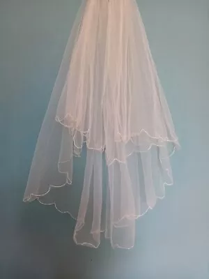 Wedding Veil Ivory 2 Tier Elbow Length & Combslide Plain Edge V248 • £9