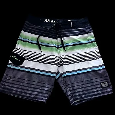 Maui And Sons Mens 32 Stretch Board Shorts Logo Striped Multicolor Swim Trunks • $14.90