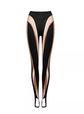 Mugler H&M Mesh-Paneled Stirrup Leggings Size 4 Beige • £173.60