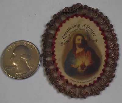 Vtg Embroidered Scapular Badge Apostleship Of Prayer Sacred Heart Of Jesus • $10