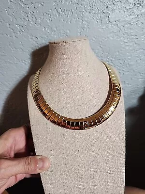 Vintage MONET Gold Tone Omega Choker Statement Necklace Cleopatra Egyptian  • $39