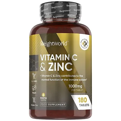 Vitamin C And Zinc 180 Tablets 1000mg 6 Months Supply | Natural Supplement • £13.99