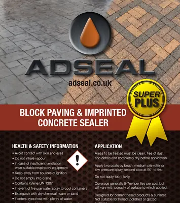 £46.99 • Buy Block Paving & Imprinted Concrete Sealer SP Clear Wet Look Hard Wearing