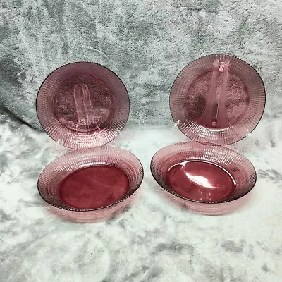 Fortecrisa Pasta Salad Bowls 1.75 Rim Set Of 4 Mexico Purple Amethyst Glass 8.5  • $39.99