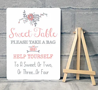 £8.95 • Buy A5 Sweet Table Candy Stall Cart Buffet Jar Sign Wedding Party - PINK