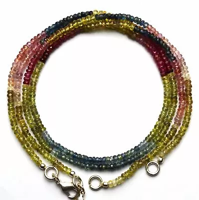 Super Fine Quality Natural Gem Multi Sapphire Faceted 3MM Beads Necklace 17  • $54.08