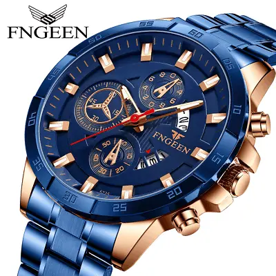 FNGEEN Fashion Luxury Stainless Steel Mens Waterproof Date Quartz Wrist Watches • $14.99