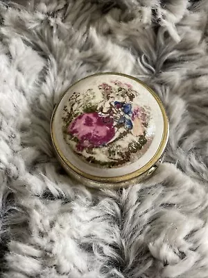 Vintage Japanese Metal Pill Box With Courting Scene-3 Part Compartment • $6