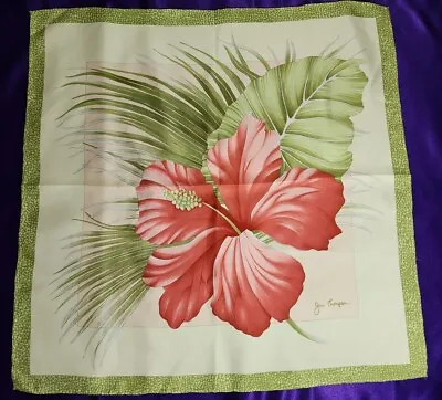 $29.99 • Buy Vtg Jim Thompson 18  Square Silk Scarf Red Hibiscus Floral Green
