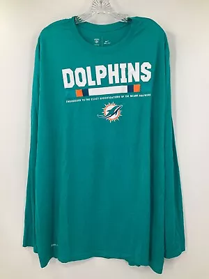 Miami Dolphins Team Issued On Field Aqua Dri-fit Long Sleeve Shirt New 3xl • $22.99