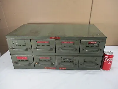 Vtg Equipto Steel 8 Drawer Metal Parts Tools Card Cabinet Organizer W/ Dividers • $179.99