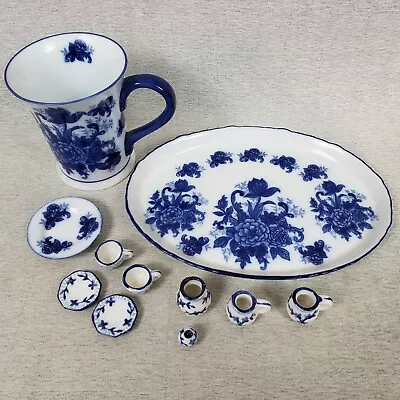 Oval Plate Miniature Toy China Mixed Lot Asian Blue Porcelain Ceramic Coffee Mug • $28.50