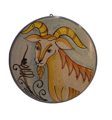 Fratantoni For Vietri Round Art Tile First Stone Wall Hanging Zodiac Billy Goat • $62.99