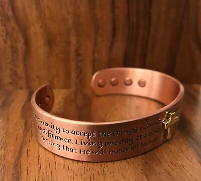 Pure Copper Magnetic Bracelet Arthritis Pain Therapy Energy Cuff Cross Prayers • $15.99