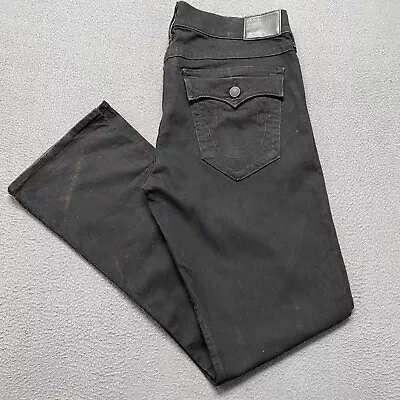 Vintage True Religion Jeans Mens 36x34 Black Ricky Flap Relaxed Straight USA 90s • $49.99