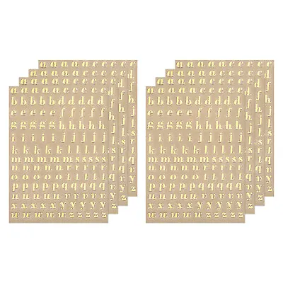 Letter Resin Stickers 8 Sheets Alphabet Sticker Glitter Lowercase Gold 4.5mm • $17.97