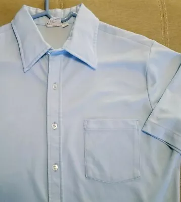 Vintage Montgomery Ward Mens M Medium Short Sleeves Pocket Shirt Blue EUC  • $13.99