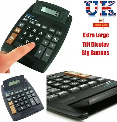 £5.49 • Buy EXTRA LARGE Tilt Display Jumbo Desktop Calculator Big Button School Office Desk