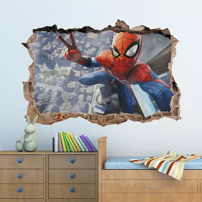 £3.99 • Buy 3D Marvel Spiderman Hole In Wall Sticker Art Decal Decor Kids Bedroom Decoration