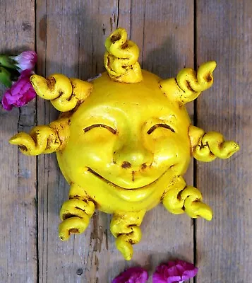 Smiling Sun Face Handmade Clay Wall Ornament By Rafael Pineda Mexican Folk Art • $43