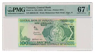 VANUATU Banknote 100 Vatu 1982 PMG MS 67 EPQ Superb Gem Uncirculated • $43.50