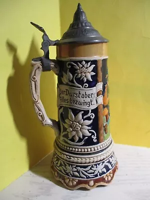 Vintage German Hinged Pewter Lidded Beer Stein Music Box Base Plays When Lifted • $47.99