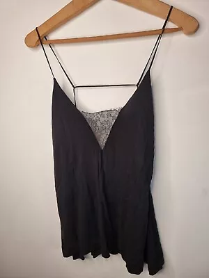 Zara Chiffon Lace Black Cami Top M Medium • $6.17