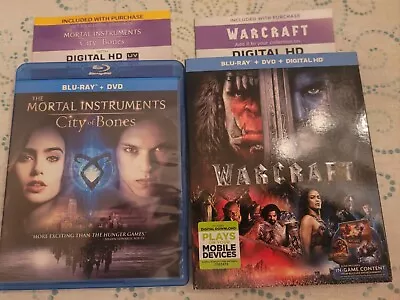 The Mortal Instruments: City Of Bones & Warcraft (both Blu-ray/DVD/Digital) • $4.99