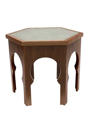 £375 • Buy GUELIZ FLORA Wooden Coffee/Side Table With Glass - By Moroccan Bazaar