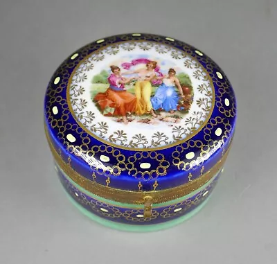 Fine Antique German Porcelain 3 Romantic Beauties In The Garden Casket Box • $9.99