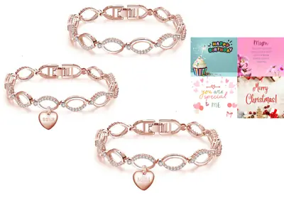 Personalised Sister Mum Nan Charm Rose Gold Bracelet Mother's Day MSG Box UK • £11.99