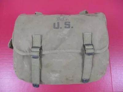 WWII US Army M1936 Canvas Musette Bag Or Pack Khaki Color - Dated 1942 - NICE • $74.99