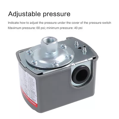 Water Pump Pressure Control Switch Monitor Automatic Adjustable 40-60PSI 110V • $12.69