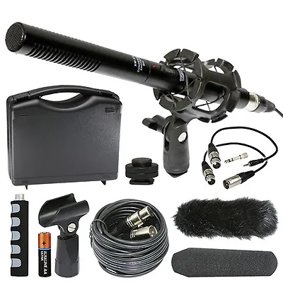 Vidpro XM-55 11  Condenser Shotgun Video DSLR Broadcast 13-piece Microphone Kit • $77.95