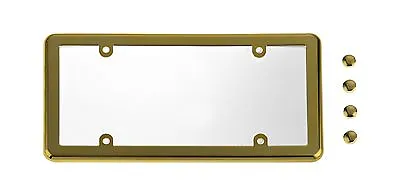 UNBREAKABLE Flat Clear License Plate Shield + GOLD Frame For SAAB • $9.49