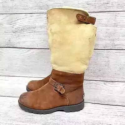 UGG DALEANE BROWN NATURAL SHEARLING LEATHER Boot US 6 / EU 37 / UK 4.5 • $80