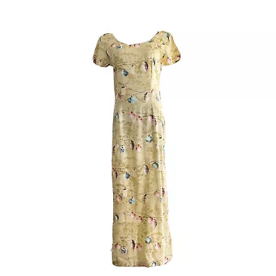 Vintage 90s Womens XS Full Length Rayon Dress Asian Motif Paper Lantern Print • $64.99