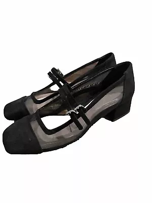 Zara Black Ballet Heels Square Toe Size 38 US 7.5M • $29.50