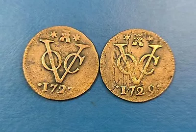 1727 & 1729 Dutch Netherlands Voc LUCTOR Et Emergo Duit EARLY DATE Coin_b86 • $30