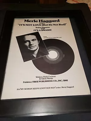 Merle Haggard It's Not Love Rare Original Promo Poster Ad Framed! • $65