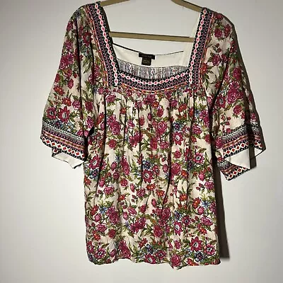 Anthropologie Vineet Bahl Katerina Floral Blouse Large Gorgeous • $34.99