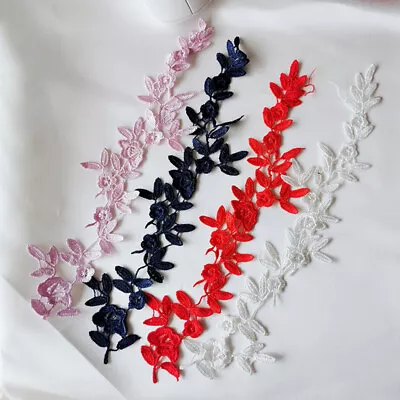 2Pcs Lace Roses Flower Embroidery Fabric Sew Patch Clothes Applique Trim Decor  • £3.48